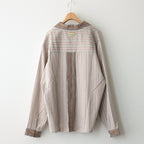 OPEN COLLAR SHIRT #BEIGE STRIPE [ST-137]