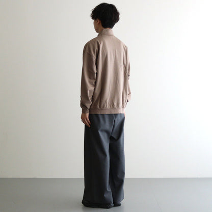 ELASTIC HIGH GAUGE SWEAT HALF ZIP P/O #GRAY BEIGE [A24AP01NU]