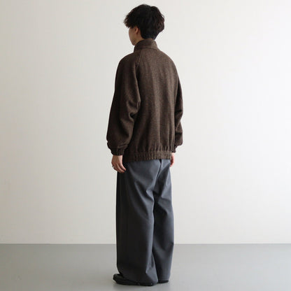 LAMA SHETLAND WOOL TWEED ZIP BLOUSON #BROWN TWEED [A24AB03LS]