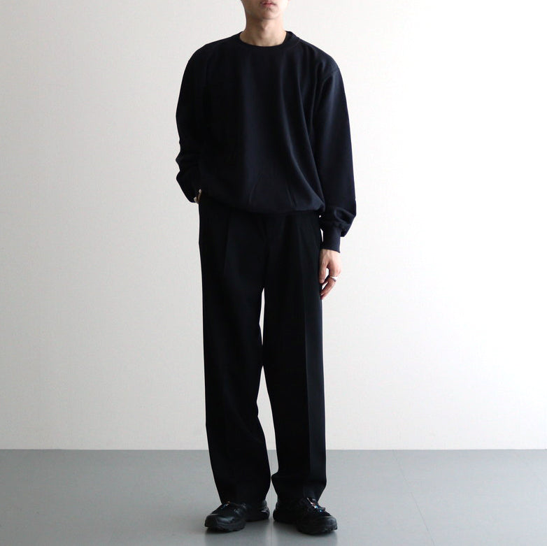 LIGHT WOOL MAX GABARDINE TWO-TUCK SLACKS #TOP BLACK [A24AP03MG]