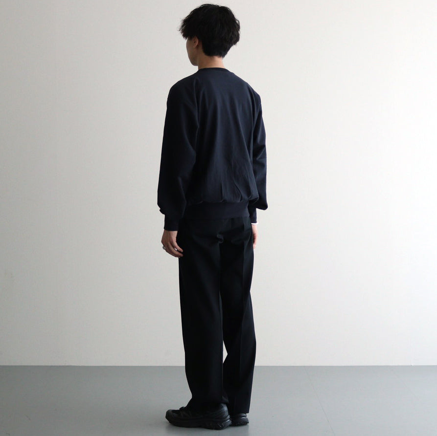 LIGHT WOOL MAX GABARDINE TWO-TUCK SLACKS #TOP BLACK [A24AP03MG]