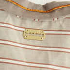 OPEN COLLAR SHIRT #BEIGE STRIPE [ST-137]