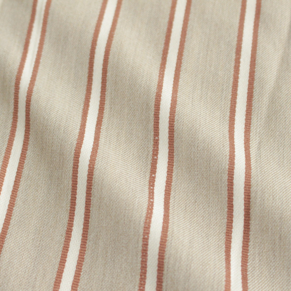 OPEN COLLAR SHIRT #BEIGE STRIPE [ST-137]