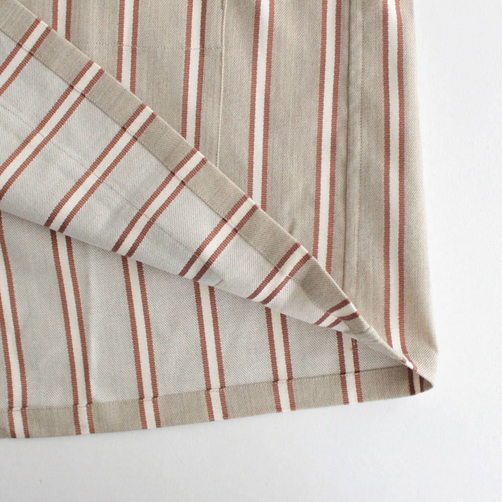 OPEN COLLAR SHIRT #BEIGE STRIPE [ST-137]