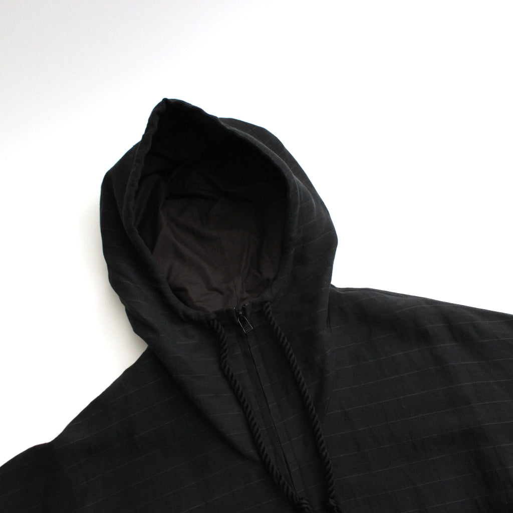 リネンボーダーBigパーカー #BLACK [D124-C311]