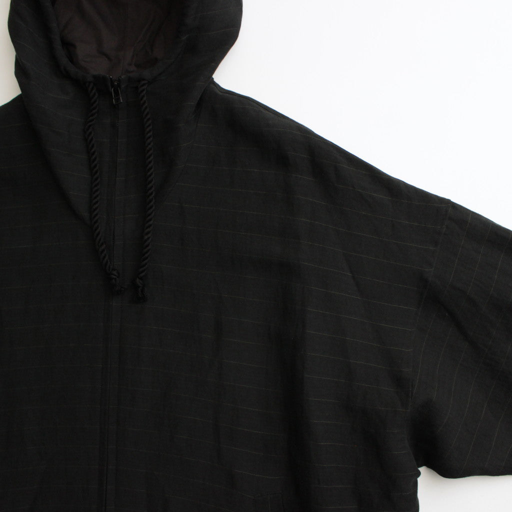 リネンボーダーBigパーカー #BLACK [D124-C311]