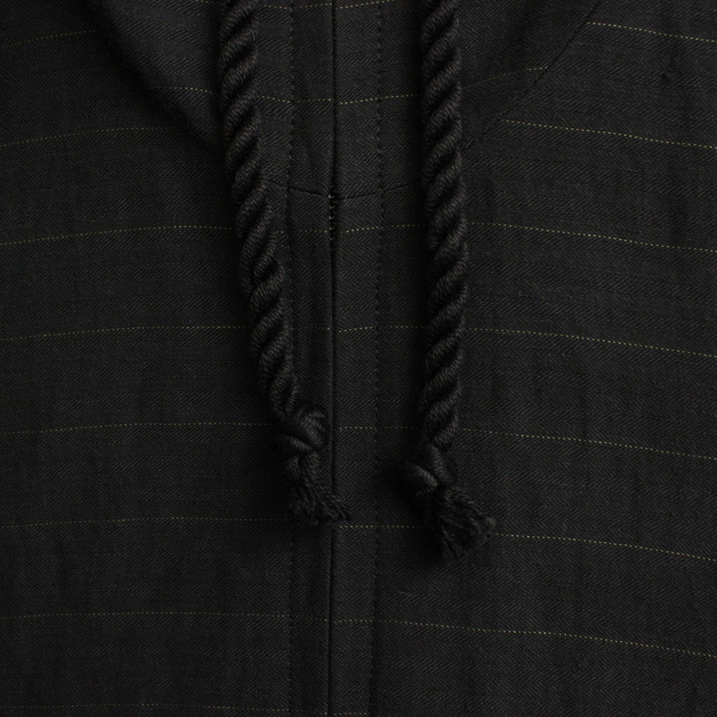 リネンボーダーBigパーカー #BLACK [D124-C311]