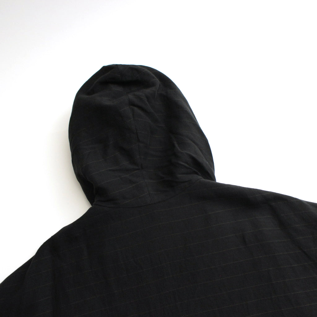 リネンボーダーBigパーカー #BLACK [D124-C311]