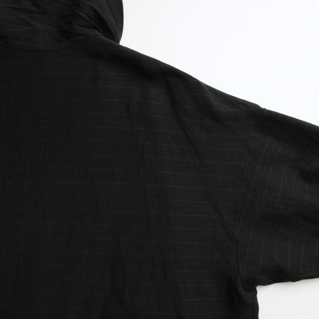 リネンボーダーBigパーカー #BLACK [D124-C311]