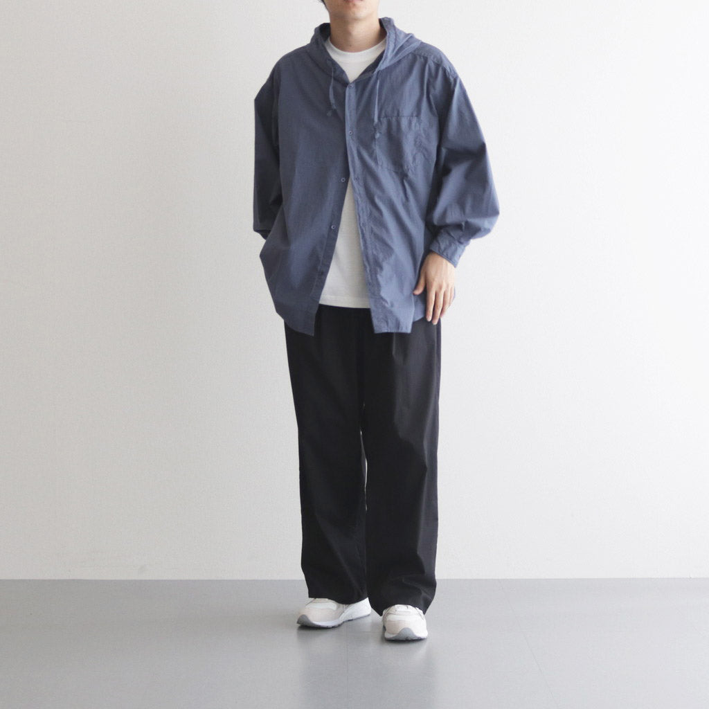 Garment Dyed Suvin Typewriter Oversized Hooded Shirt #SMOKE BLUE [GM233-50073]