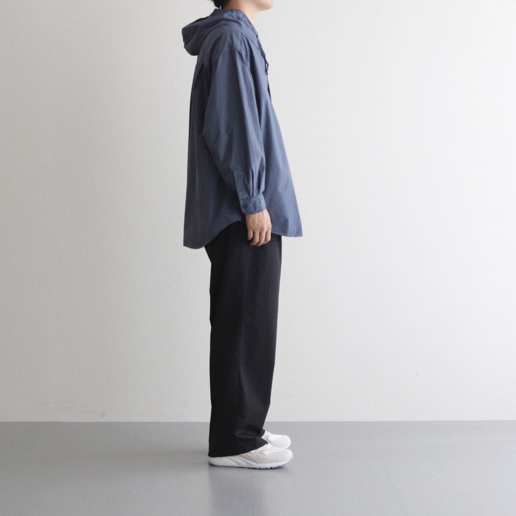 Garment Dyed Suvin Typewriter Oversized Hooded Shirt #SMOKE BLUE [GM233-50073]