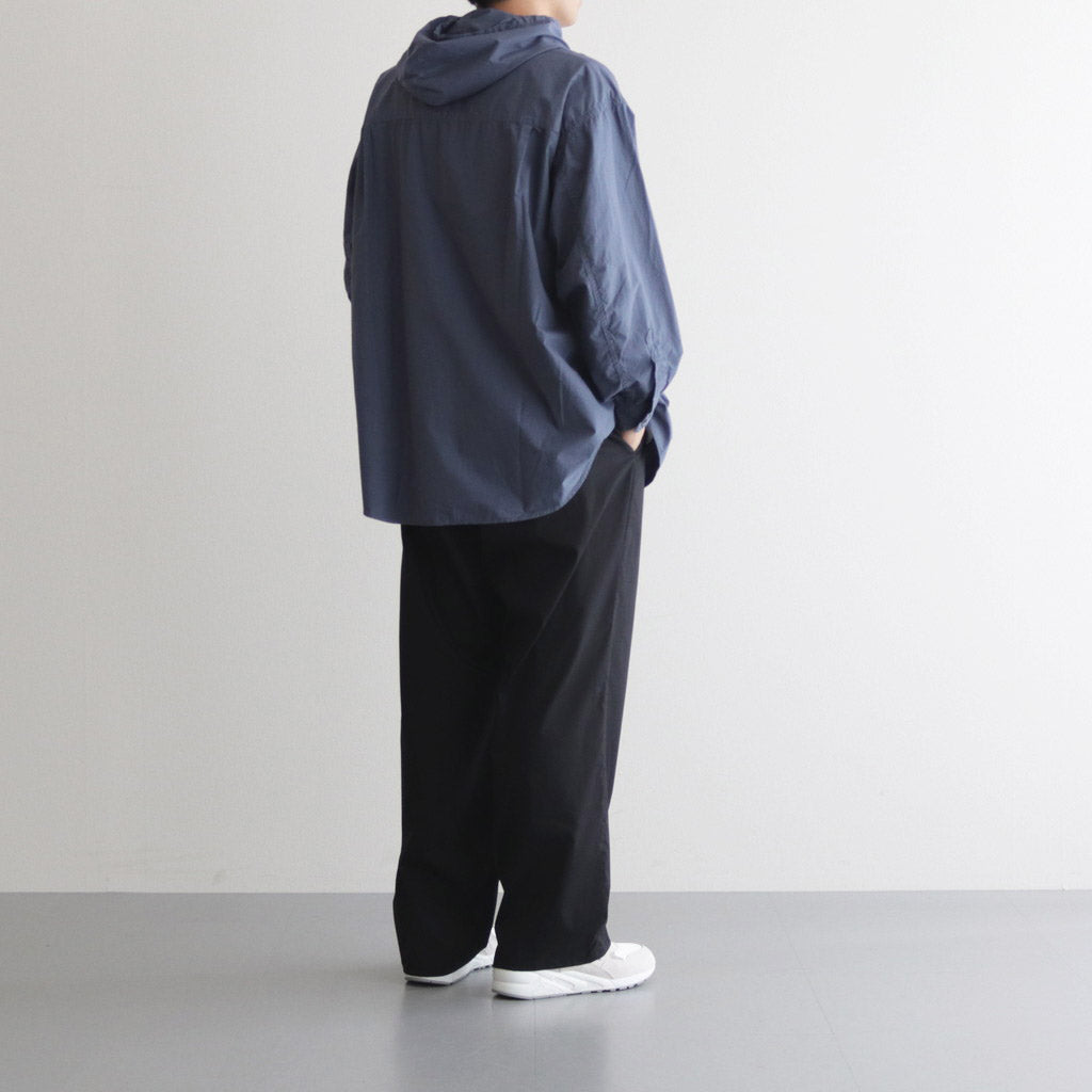 Garment Dyed Suvin Typewriter Oversized Hooded Shirt #SMOKE BLUE