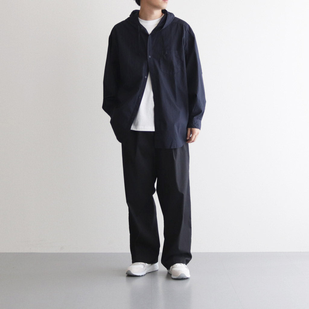 Garment Dyed Suvin Typewriter Oversized Hooded Shirt #NAVY [GM233