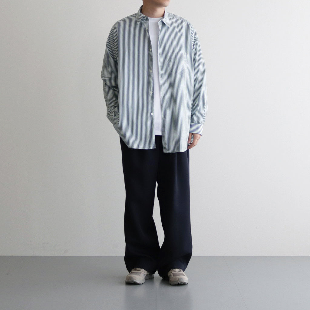 Broad L/S Oversized Regular Collar Shirt #GREEN STRIPE [GM234-50001STB]