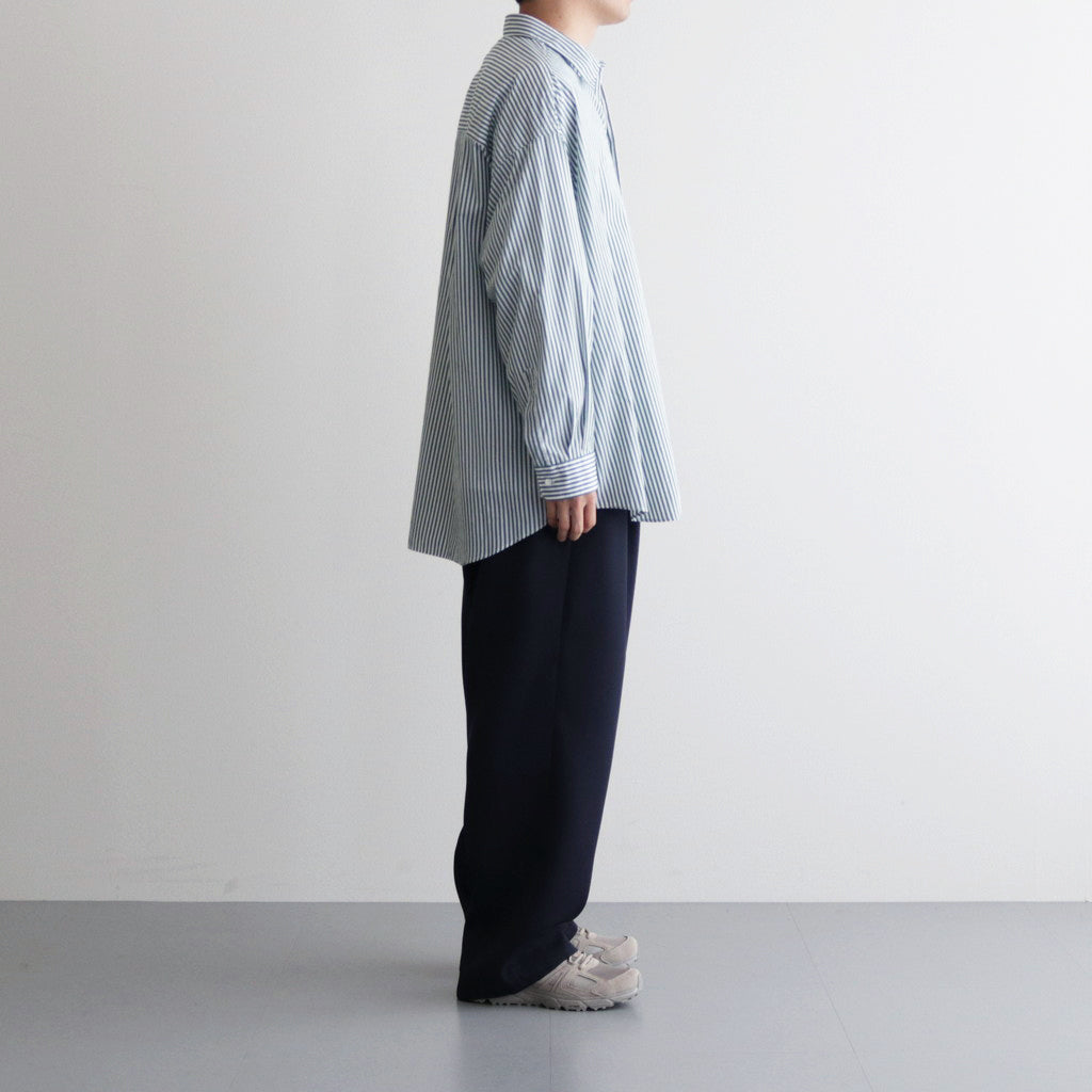 Broad L/S Oversized Regular Collar Shirt #GREEN STRIPE [GM234-50001STB]