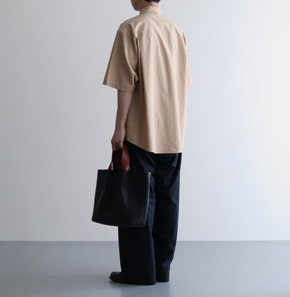 WASHED FINX TWILL BIG HALF SLEEVED SHIRT #LIGHT BROWN [A24SS03TN]