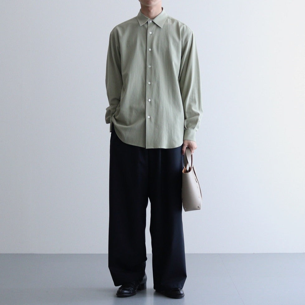 HARD TWIST COTTON SILK VIYELLA SHIRT #SAGE GREEN [A24SS02KV]