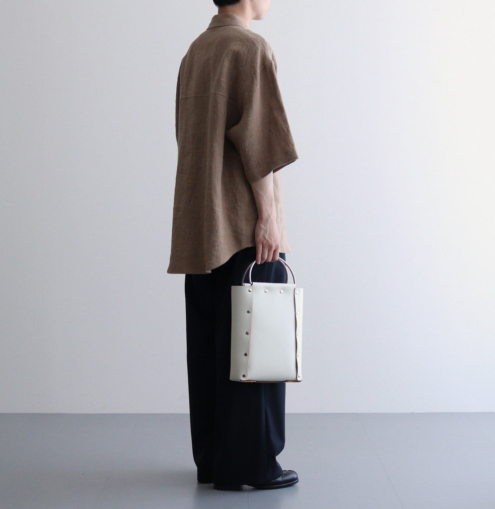LINEN SILK TWEED HALF SLEEVED SHIRT #BROWN [A24SS01LS] - ciacura