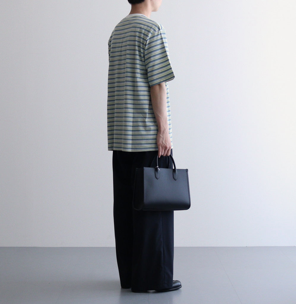 HARD TWIST COTTON BORDER TEE #LIGHT GREEN BORDER [A24ST02BR
