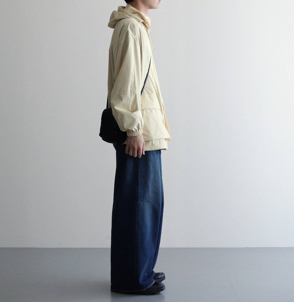 HARD TWIST POLYESTER SATIN LAMINATE ZIP BLOUSON #LIGHT BEIGE [A24SB02SL]