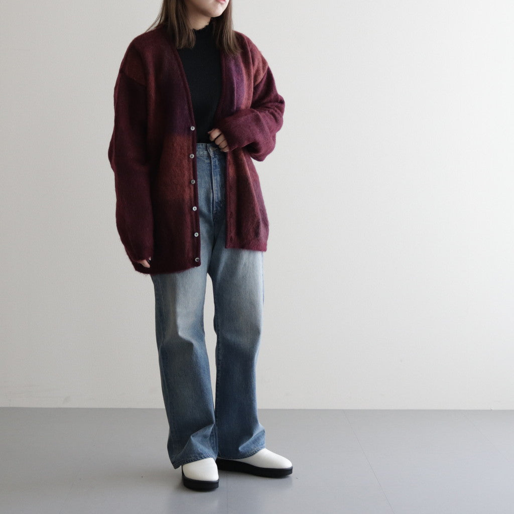 SQUARE PANNEL MOHAIR CARDIGAN #BURGUNDY [YK23FW0590S]