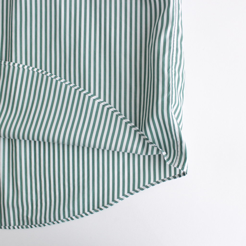 Broad S/S Oversized Regular Collar Shirt #GREEN STRIPE [GM241-50003STB]