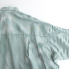 Broad S/S Oversized Regular Collar Shirt #GREEN STRIPE [GM241-50003STB]