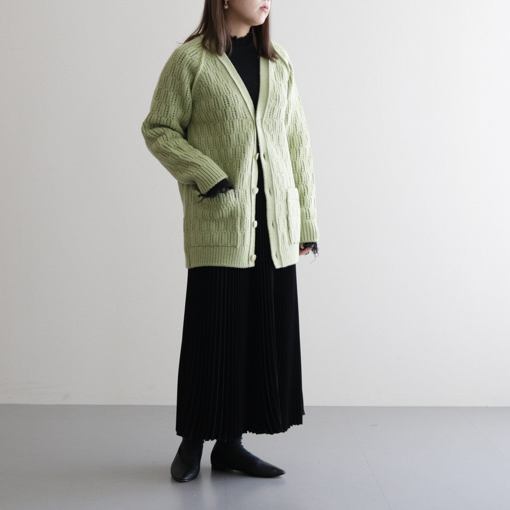 WOOL CORD RIB KNIT CARDIGAN #LIGHT GREEN [A23AC02CR]