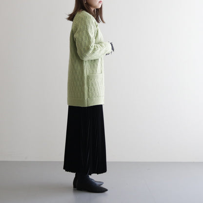 WOOL CORD RIB KNIT CARDIGAN #LIGHT GREEN [A23AC02CR]