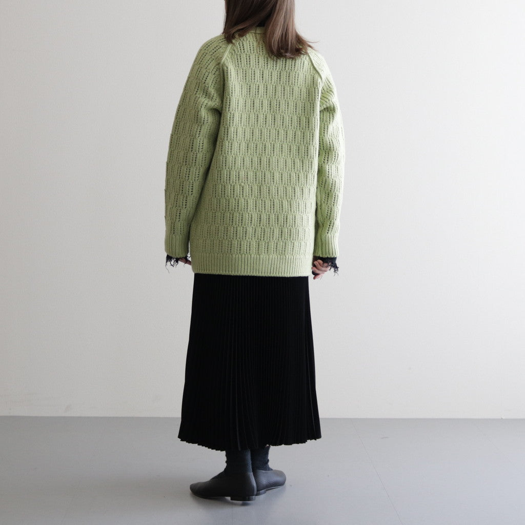 WOOL CORD RIB KNIT CARDIGAN #LIGHT GREEN [A23AC02CR]