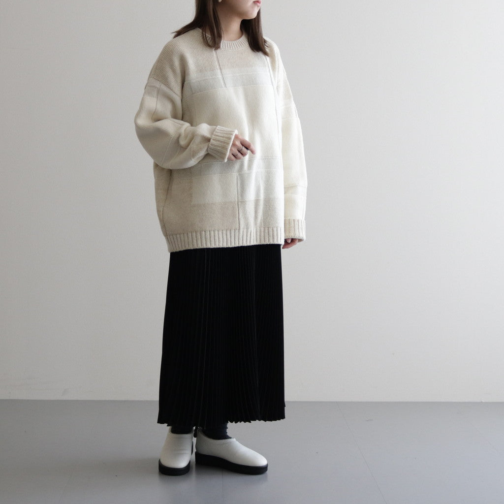UNEVEN CREWNECK SWEATER #ECRU [YK23FW0596S]