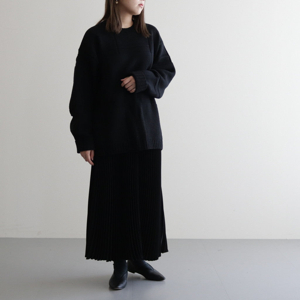 UNEVEN CREWNECK SWEATER #BLACK [YK23FW0596S]
