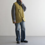 ヴィンテージNYラウンドカットパデッドベスト #Yellow Green [D223-V401]