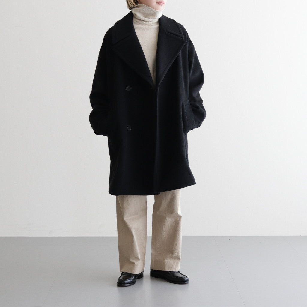 CASHMERE WOOL MOSSER HALF COAT #BLACK [A23AC04MC] – ciacura