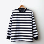 W's TECH DRAWSTRING BORDER L/S TEE #WHITE / NAVY [BE-33024L]