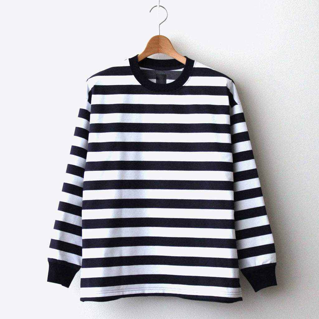 W's TECH DRAWSTRING BORDER L/S TEE #WHITE / NAVY [BE-33024L]