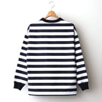 W's TECH DRAWSTRING BORDER L/S TEE #WHITE / NAVY [BE-33024L]