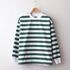 W's TECH DRAWSTRING BORDER L/S TEE #WHITE / GREEN [BE-33024L]