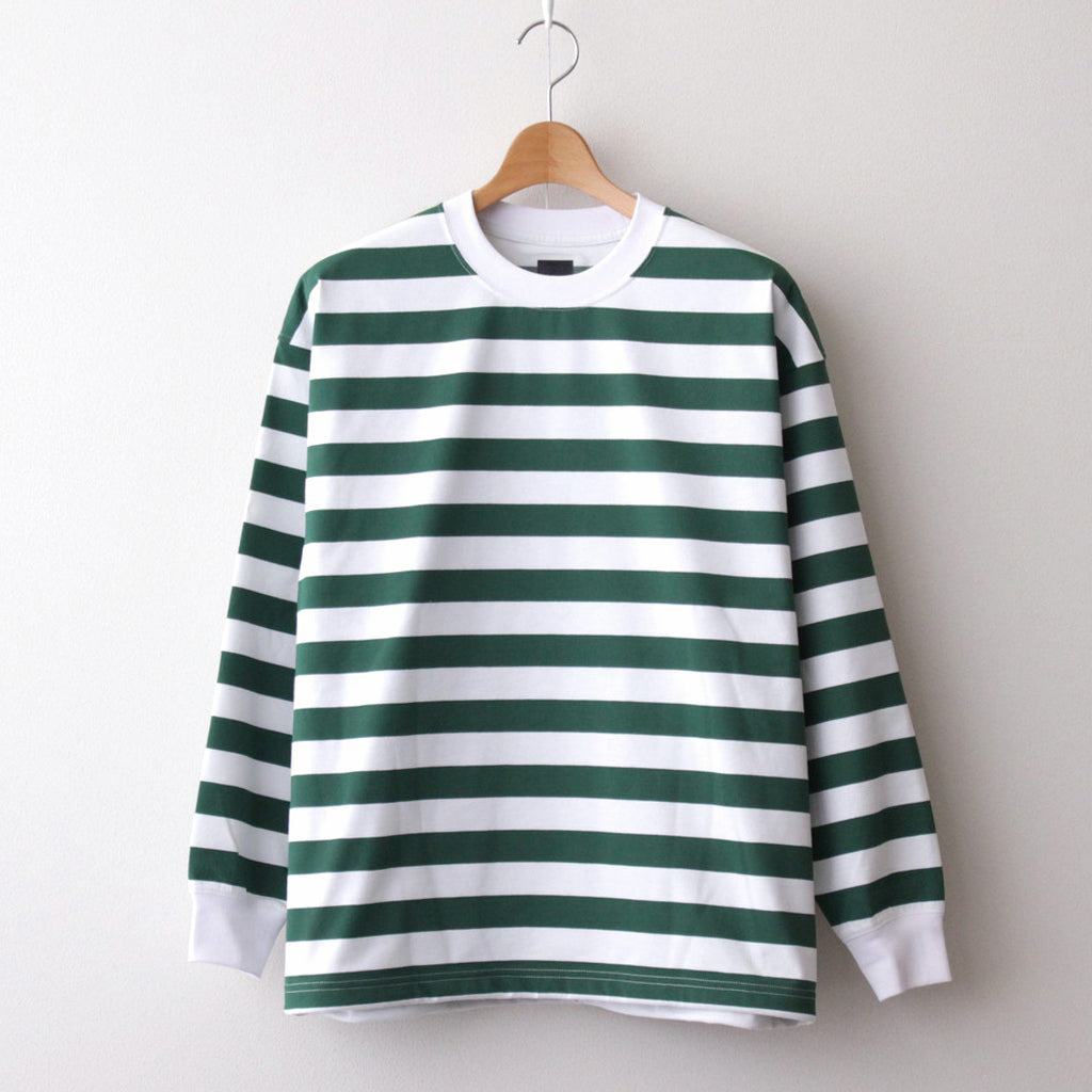 W's TECH DRAWSTRING BORDER L/S TEE #WHITE / GREEN [BE-33024L]