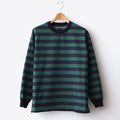 W's TECH DRAWSTRING BORDER L/S TEE #GREEN / NAVY [BE-33024L]