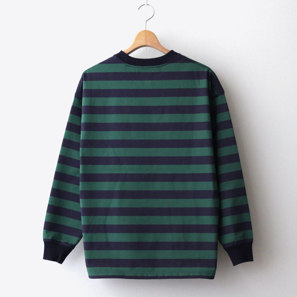 W's TECH DRAWSTRING BORDER L/S TEE #GREEN / NAVY [BE-33024L]
