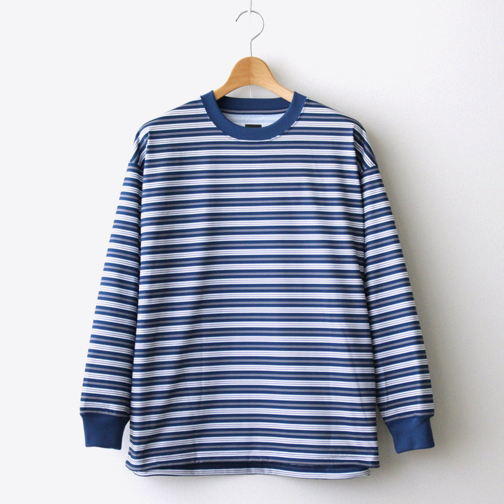 W's TECH DRAWSTRING MULTI BORDER L/S TEE #NAVY / GRAY [BE-34024L]