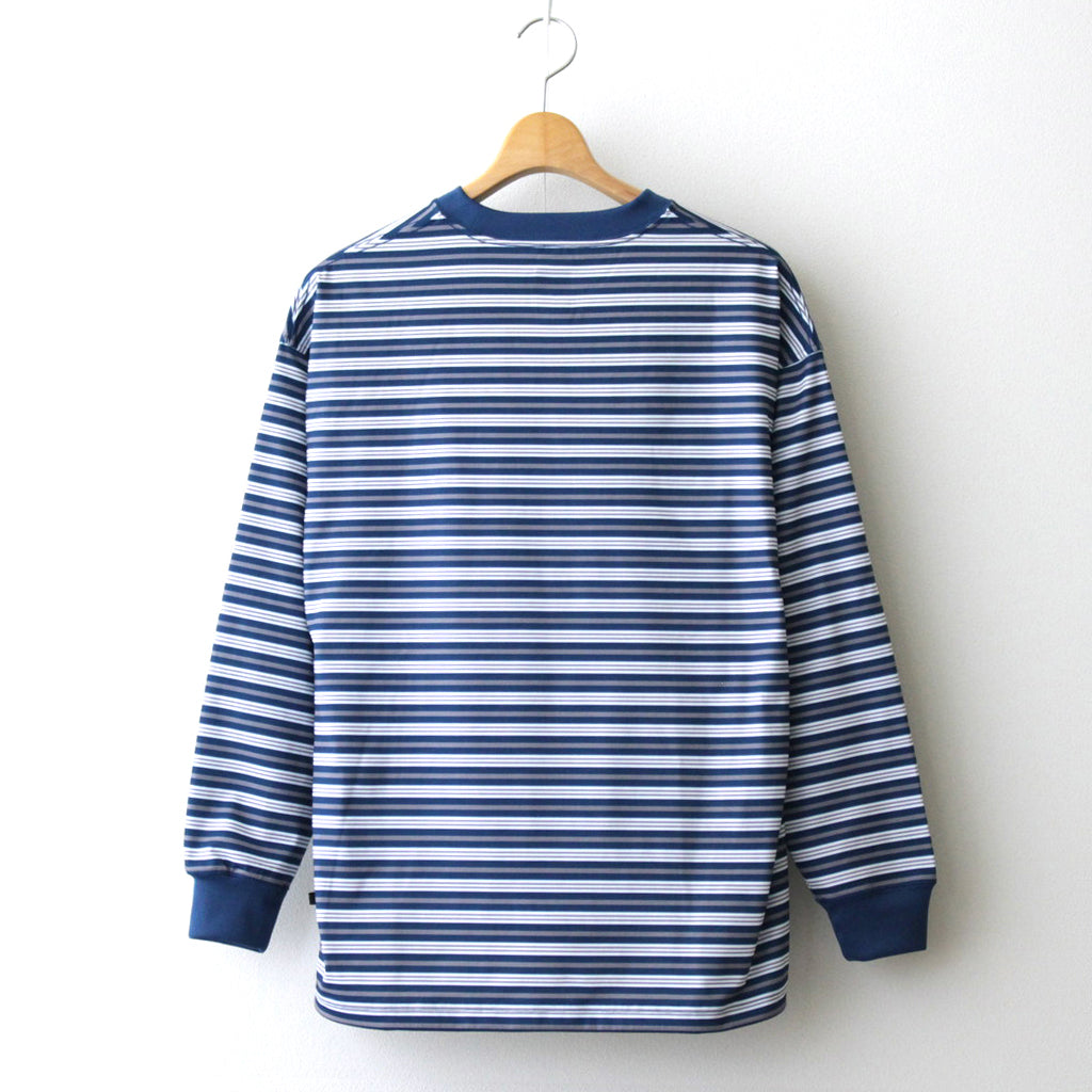 W's TECH DRAWSTRING MULTI BORDER L/S TEE #NAVY / GRAY [BE-34024L]