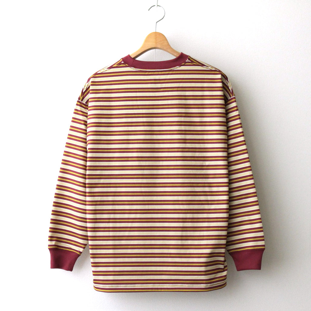 W's TECH DRAWSTRING MULTI BORDER L/S TEE #LT.NAVY / BORDEAUX [BE 