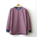 W's TECH DRAWSTRING MULTI BORDER L/S TEE #LT.NAVY / BORDEAUX [BE-34024L]