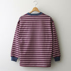 W's TECH DRAWSTRING MULTI BORDER L/S TEE #LT.NAVY / BORDEAUX [BE-34024L]