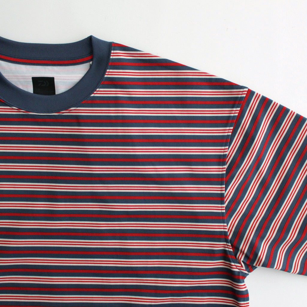 W's TECH DRAWSTRING MULTI BORDER L/S TEE #LT.NAVY / BORDEAUX [BE-34024L]