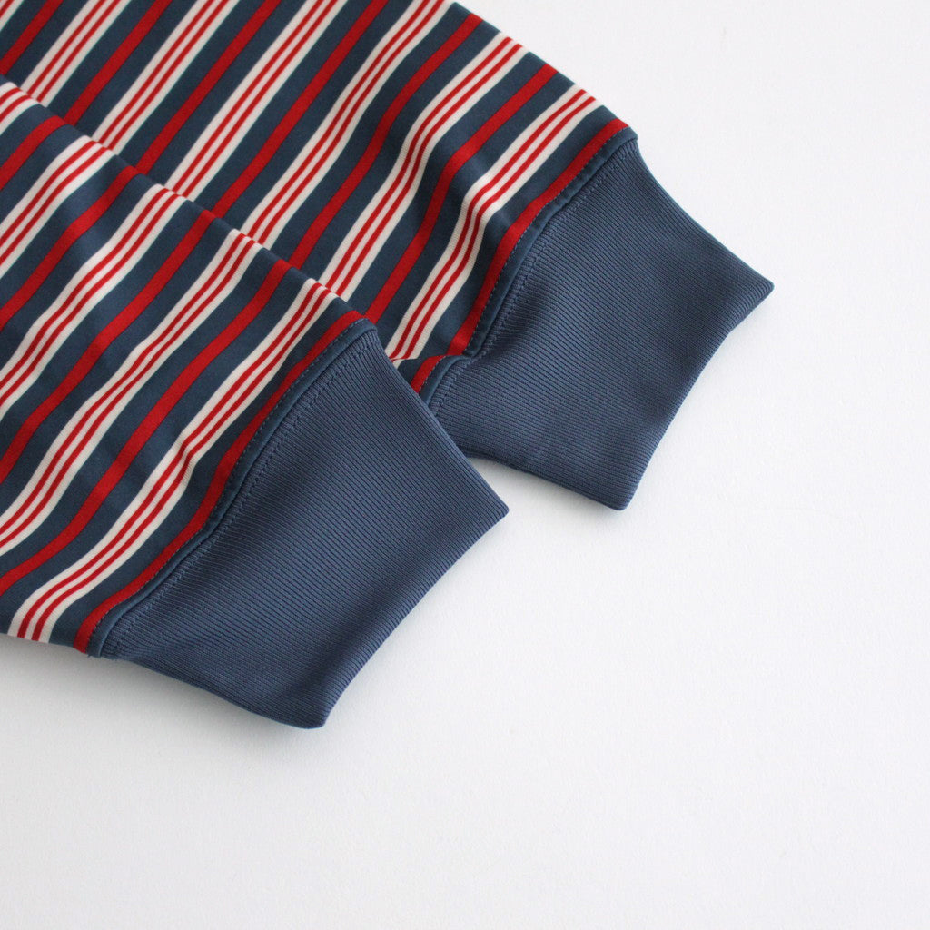 W's TECH DRAWSTRING MULTI BORDER L/S TEE #LT.NAVY / BORDEAUX [BE-34024L]