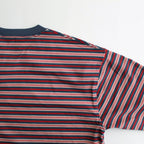 W's TECH DRAWSTRING MULTI BORDER L/S TEE #LT.NAVY / BORDEAUX [BE-34024L]