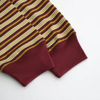 W's TECH DRAWSTRING MULTI BORDER L/S TEE #BURGUNDY / MUSTARD [BE-34024L]